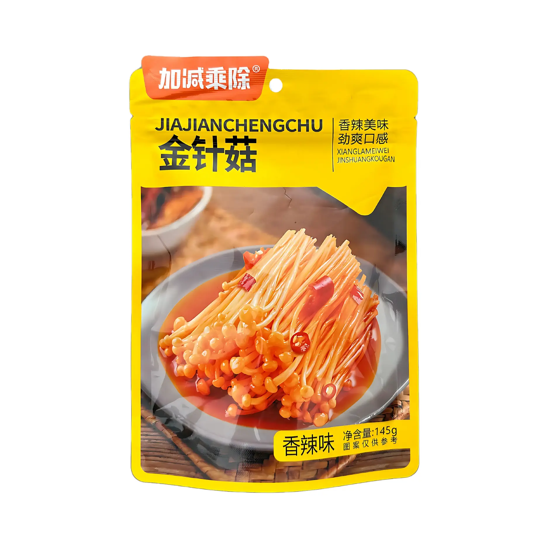 Эноки JIAJIANCHENGCHU — маринованные грибы эноки в остром соусе, 145 г