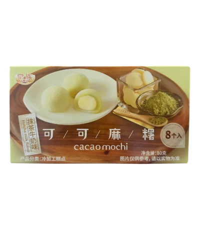 Моти со вкусом матча и начинкой из молочного белого шоколада "Royal Family Cacao Mochi" 80г